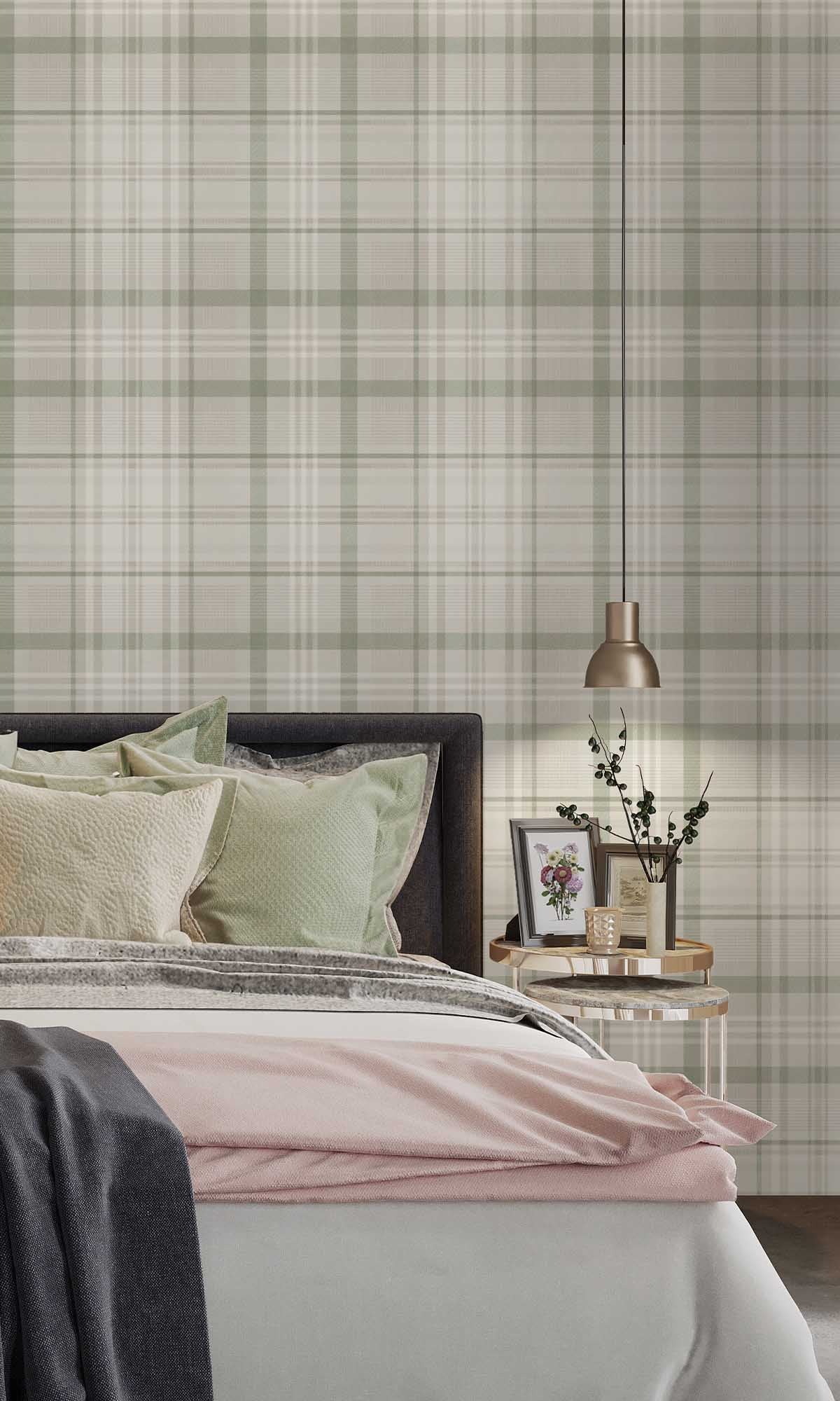 Green Kirkham Check Wallpaper R10065