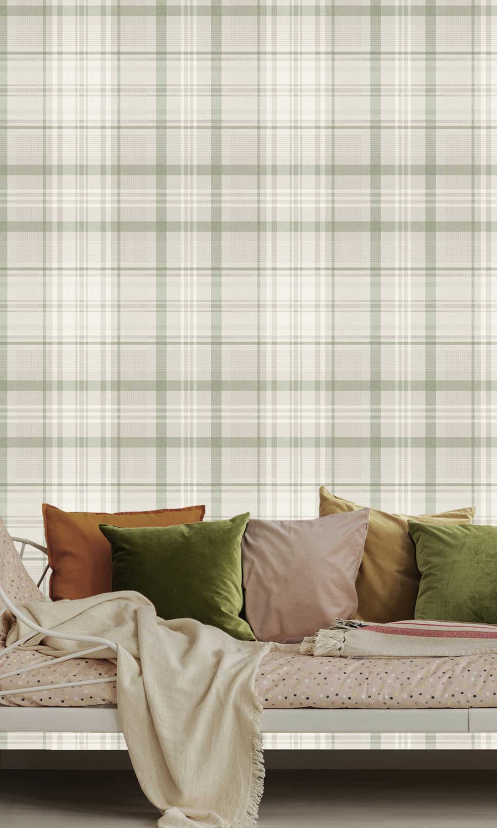 Green Kirkham Check Wallpaper R10065