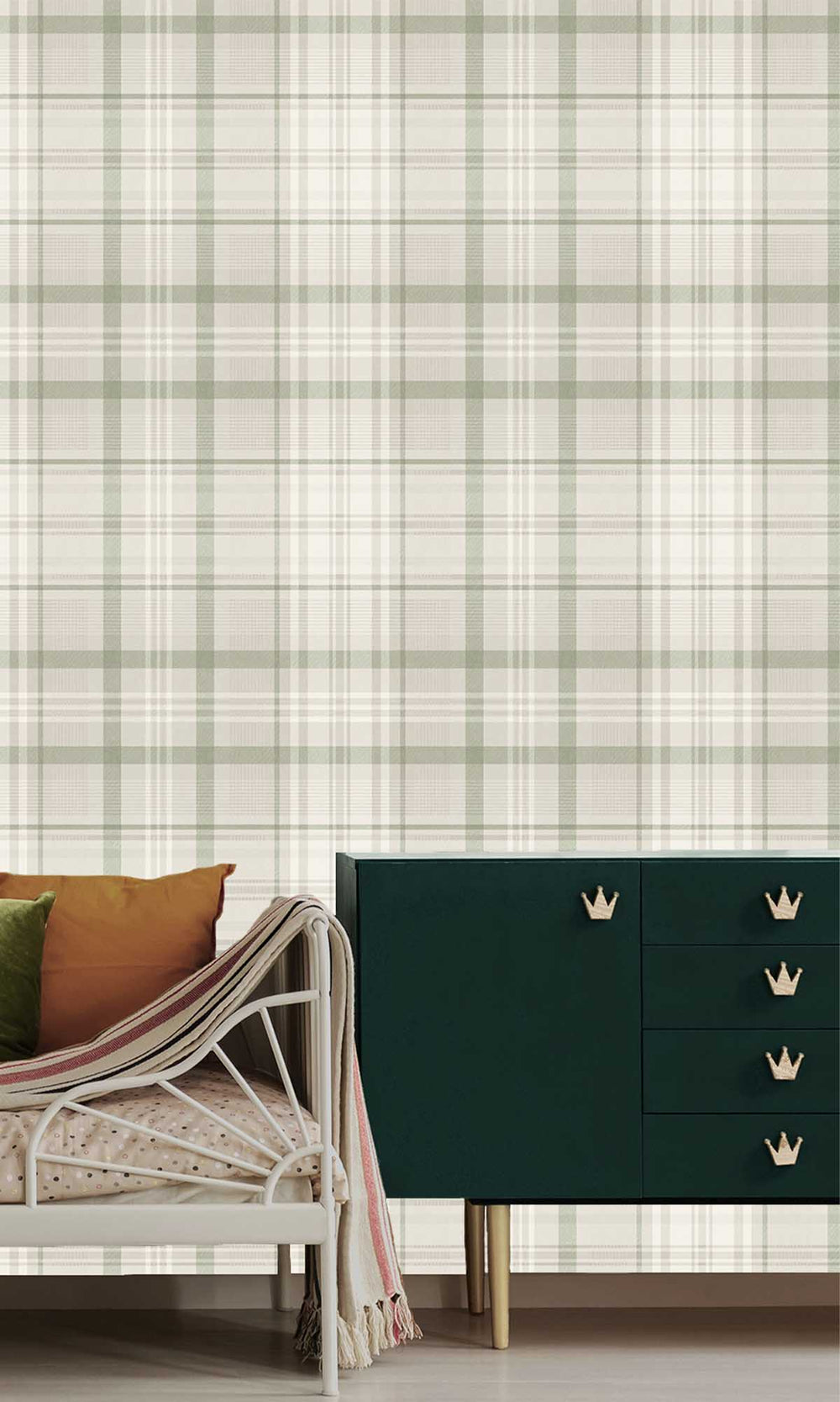 Green Kirkham Check Wallpaper R10065