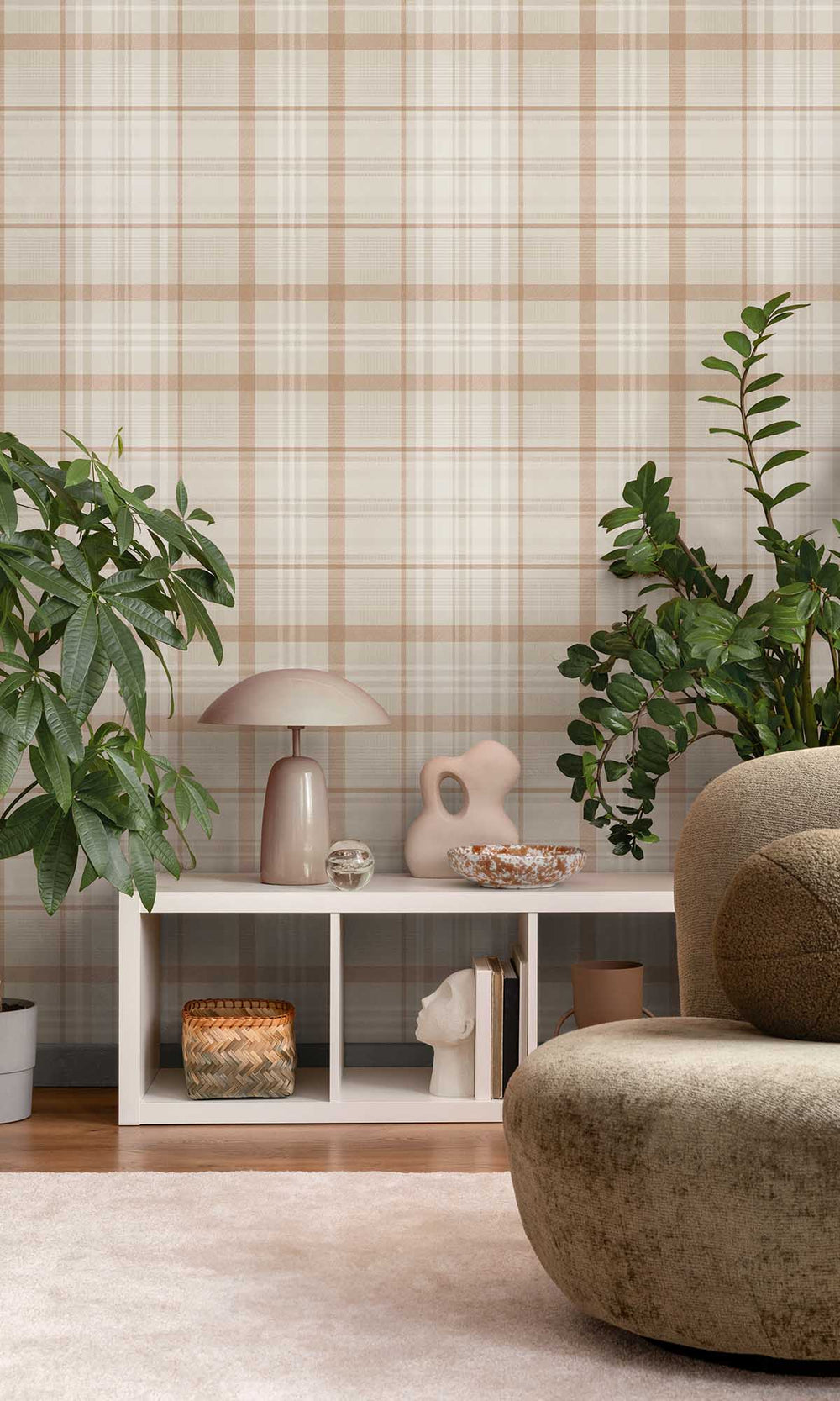 Orange Kirkham Check Wallpaper R10066