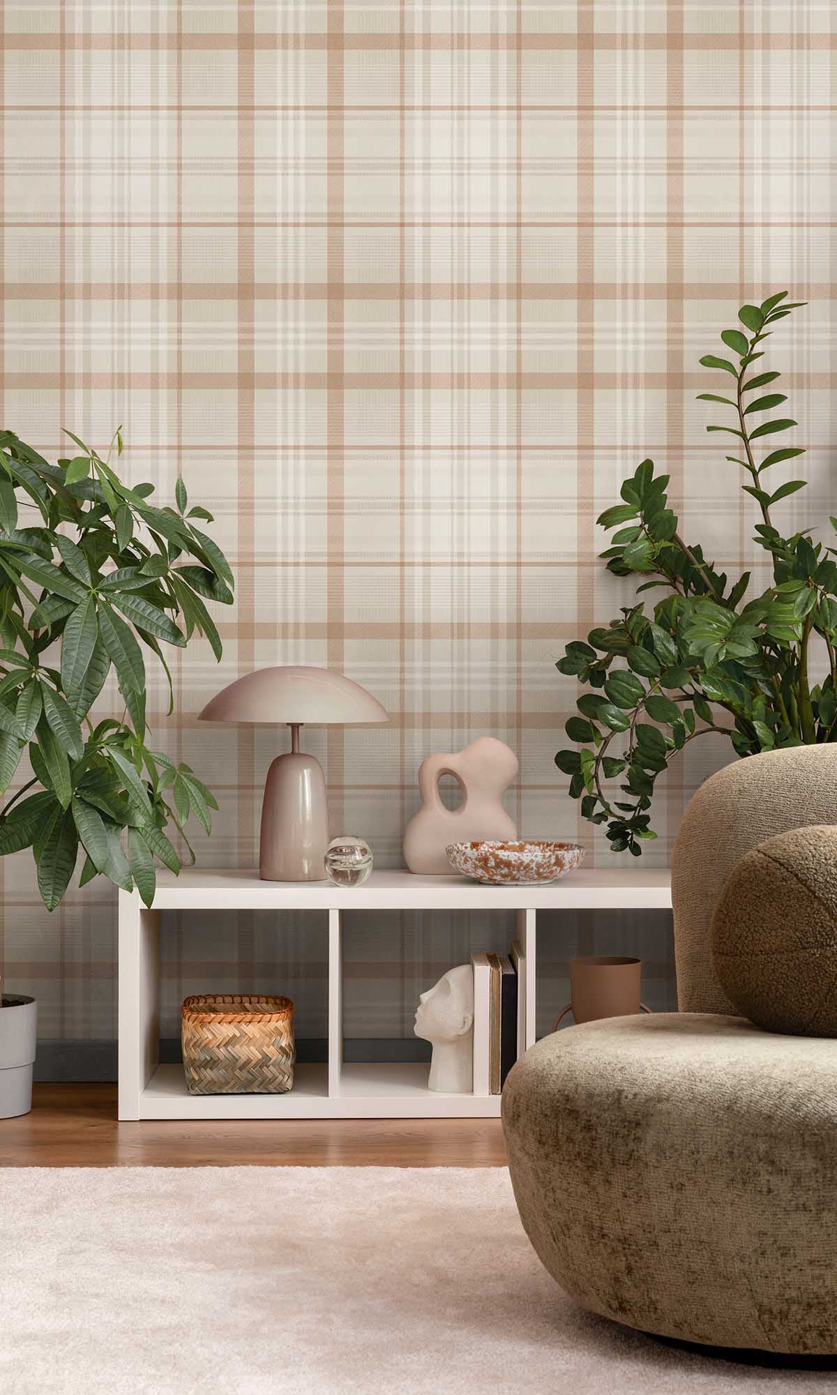 Orange Kirkham Check Wallpaper R10066