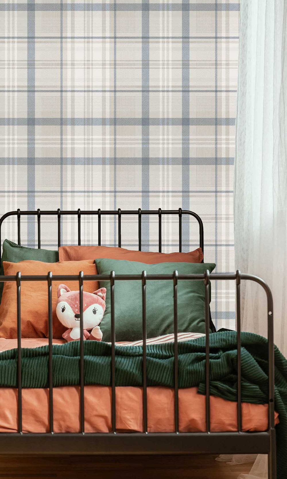 Navy Kirkham Check Wallpaper R10067