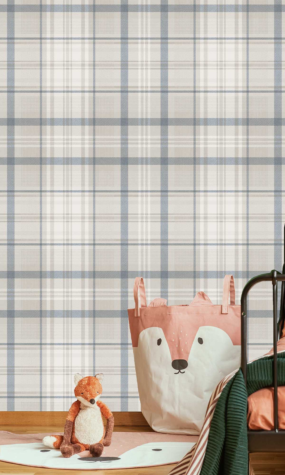 Navy Kirkham Check Wallpaper R10067