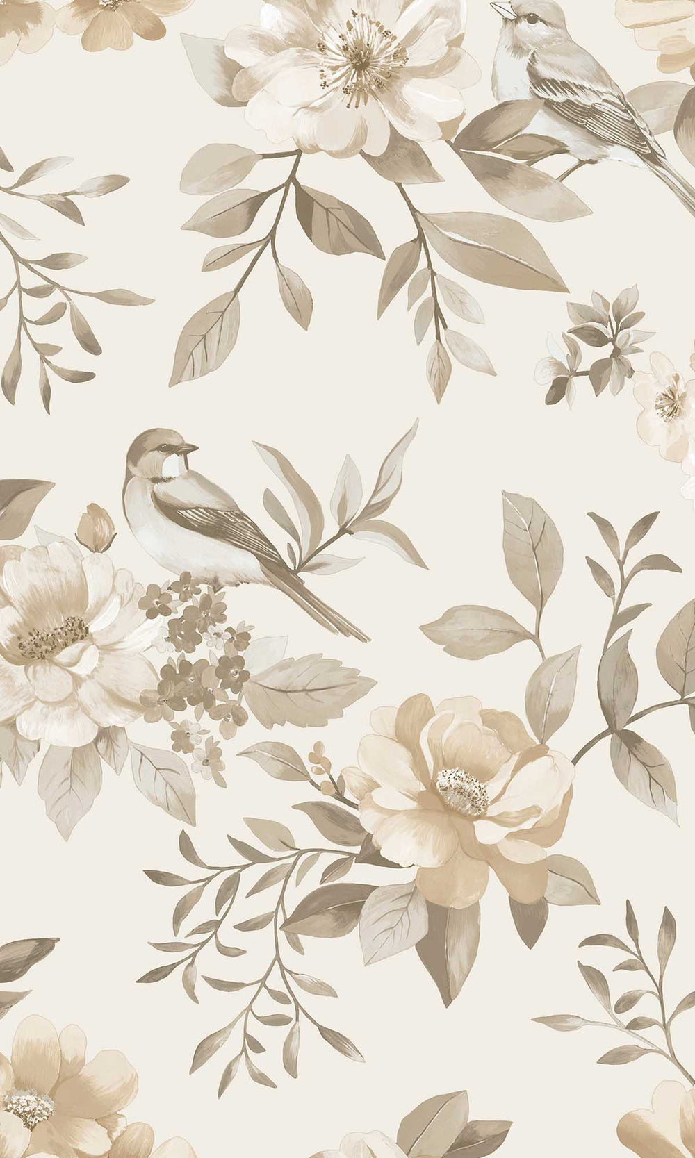Neutral Birds in a Garden Wallpaper R10068