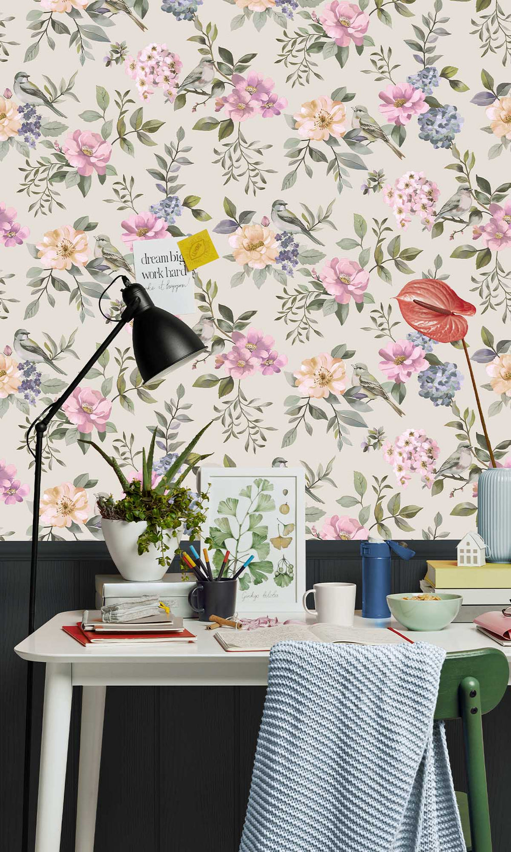 Beige/Multi Birds in a Garden Wallpaper R10070