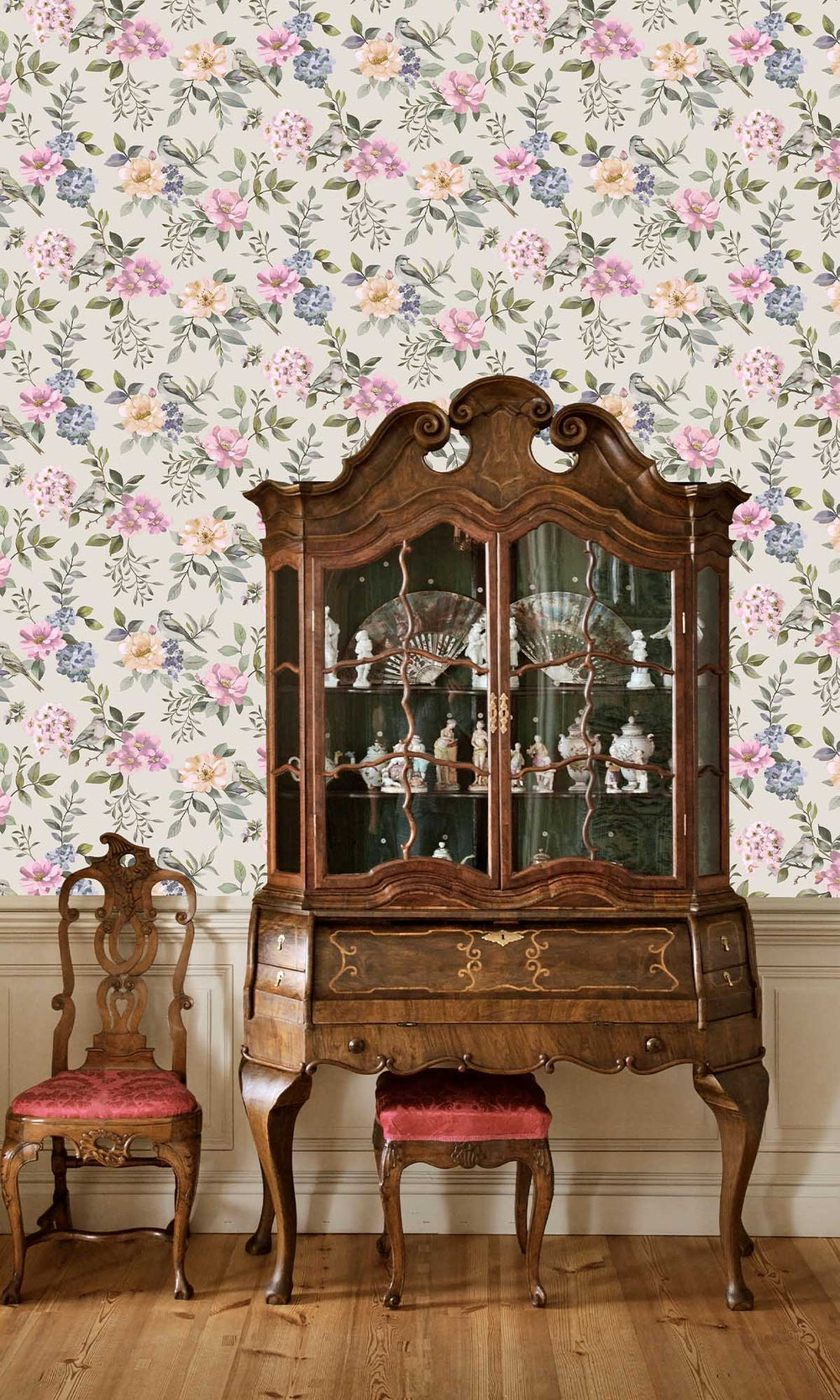 Beige/Multi Birds in a Garden Wallpaper R10070