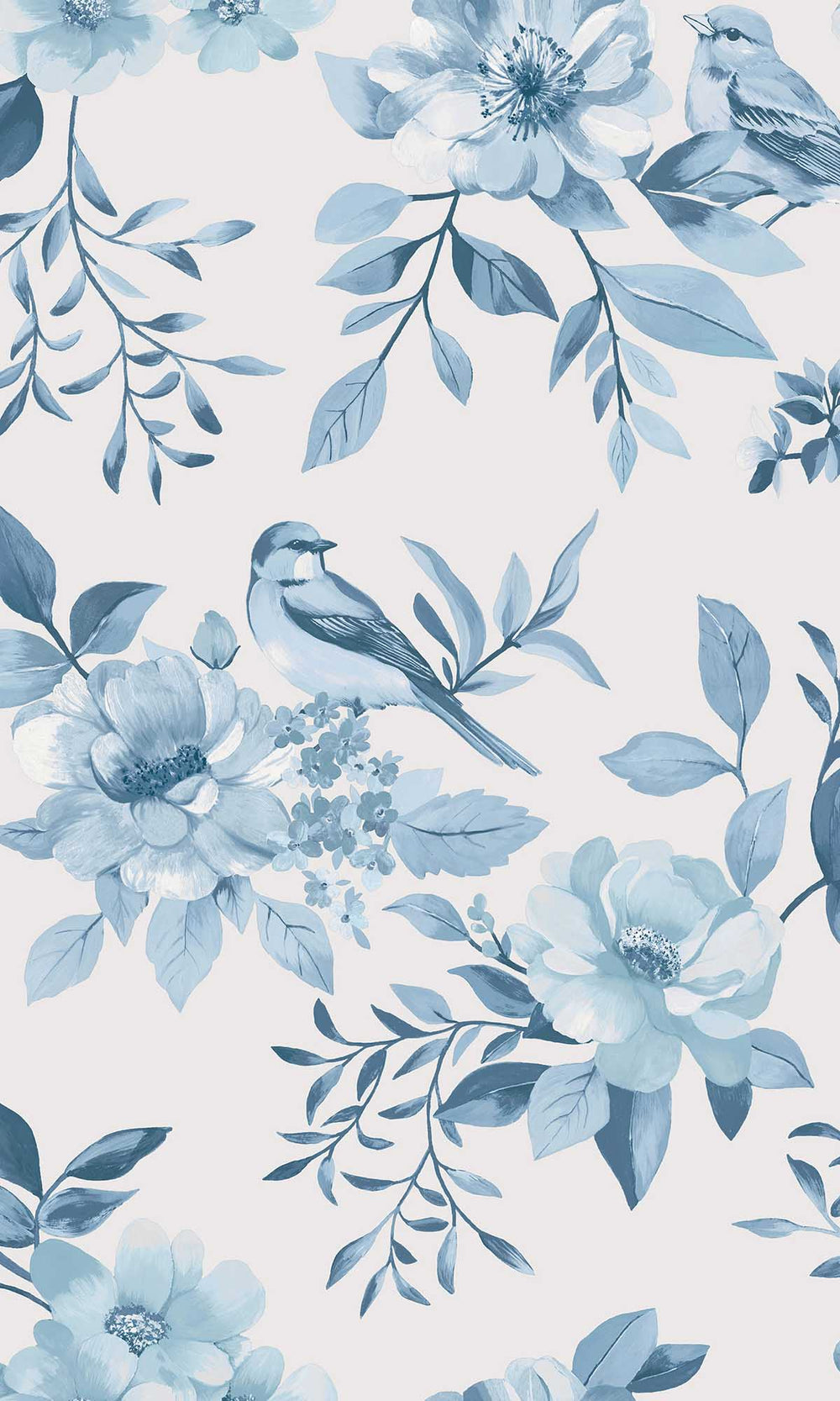 Blue Birds in a Garden Wallpaper R10071