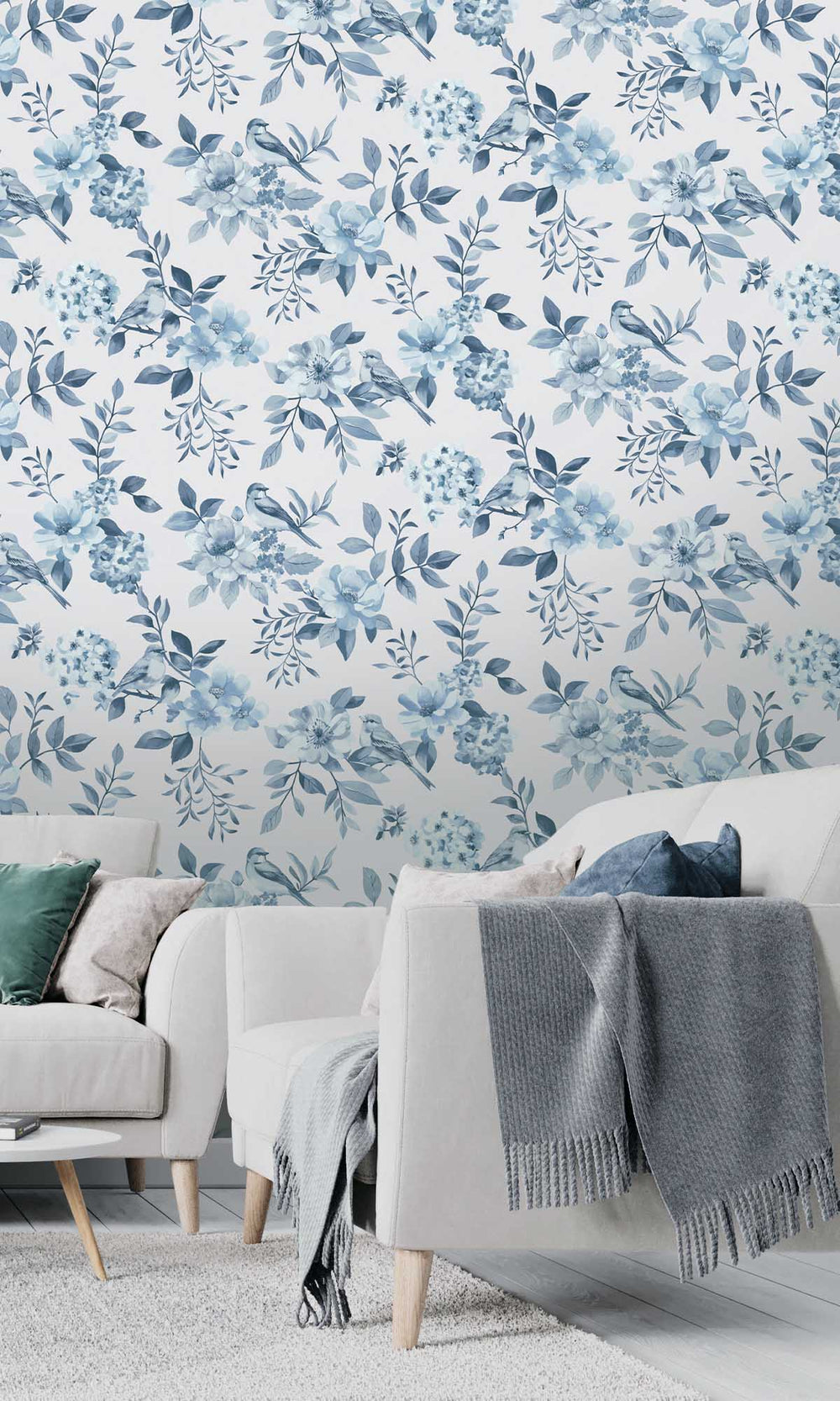 Blue Birds in a Garden Wallpaper R10071