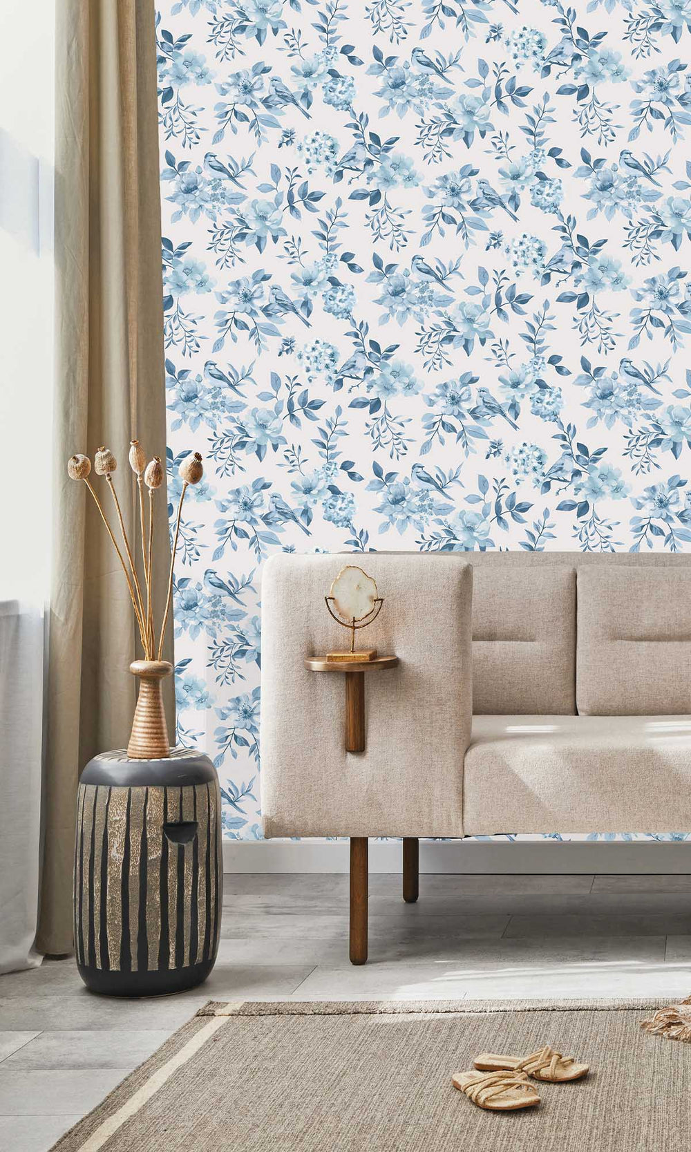 Blue Birds in a Garden Wallpaper R10071