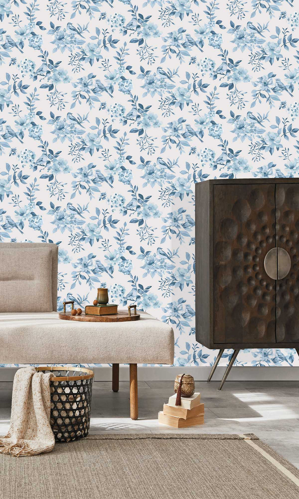 Blue Birds in a Garden Wallpaper R10071