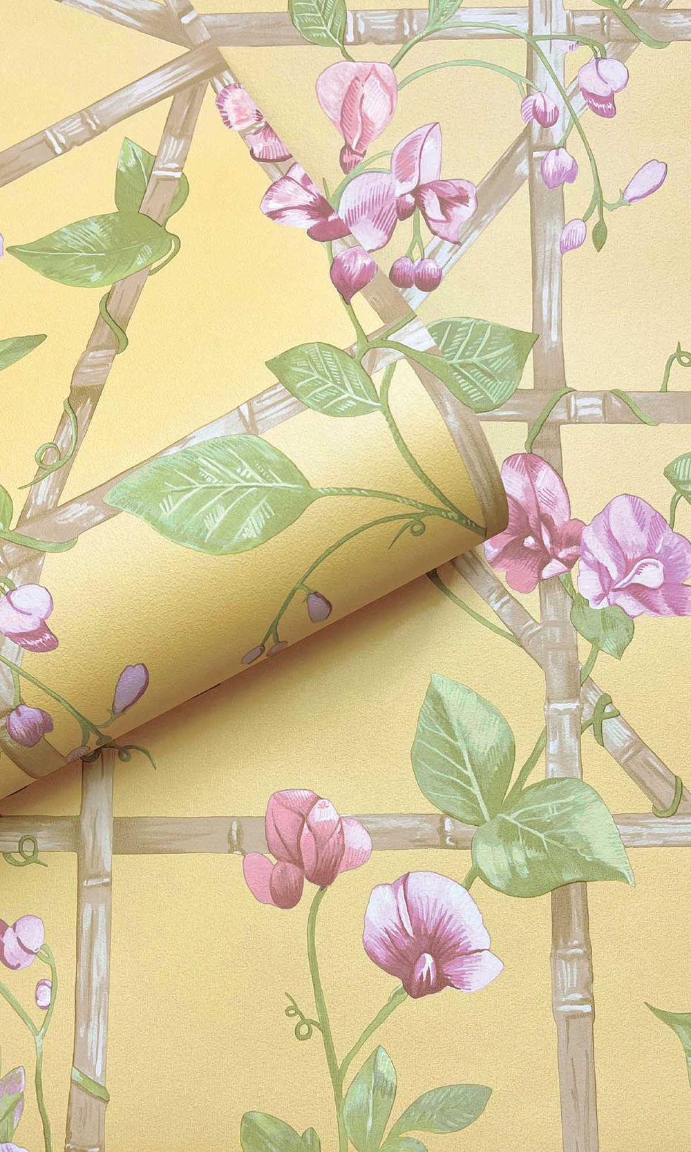 Ochre Trailing Floral Vines Wallpaper R10073