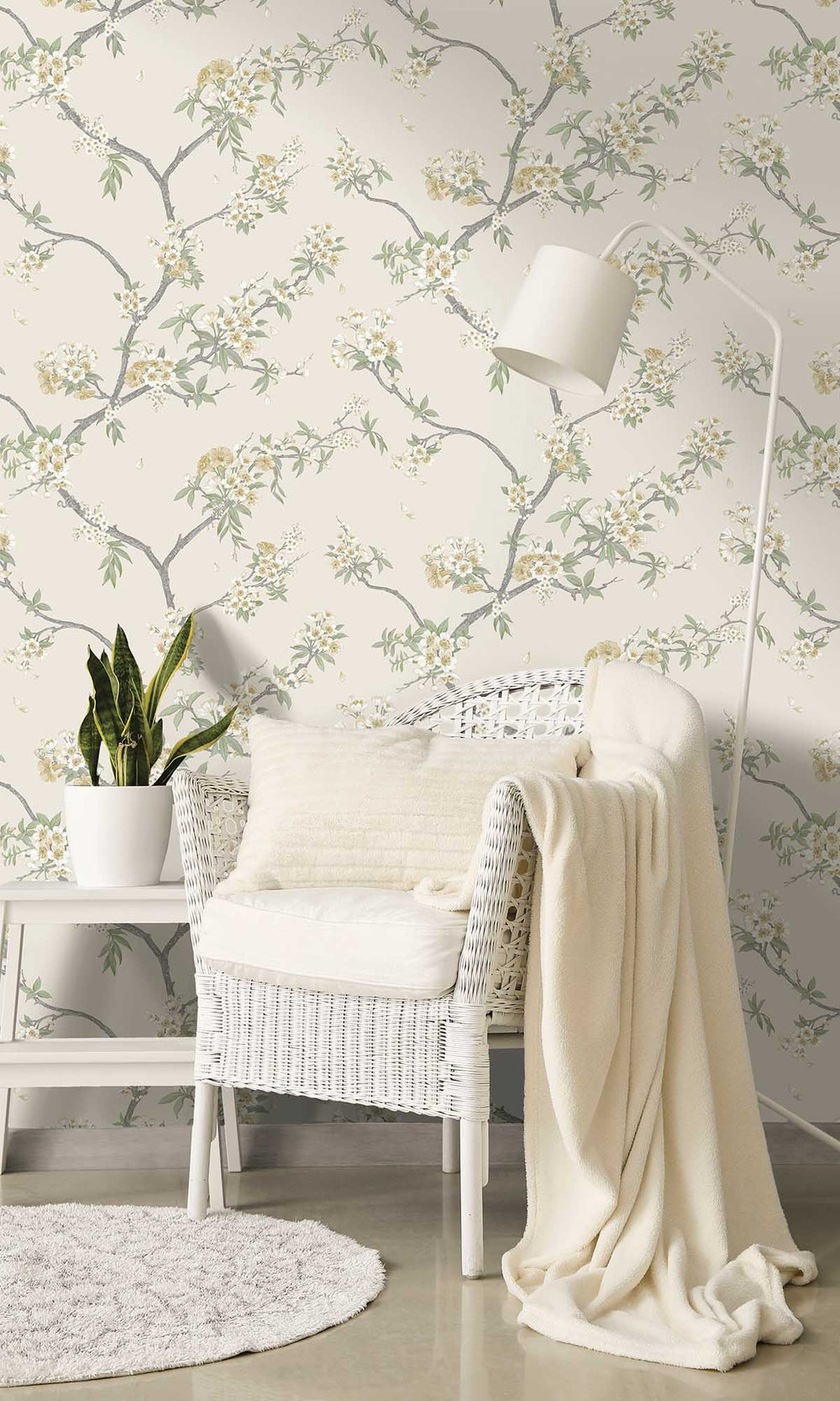 Yellow Cream Blooming Cherries Wallpaper R10076
