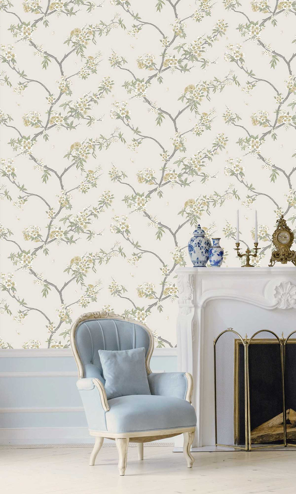 Yellow Cream Blooming Cherries Wallpaper R10076