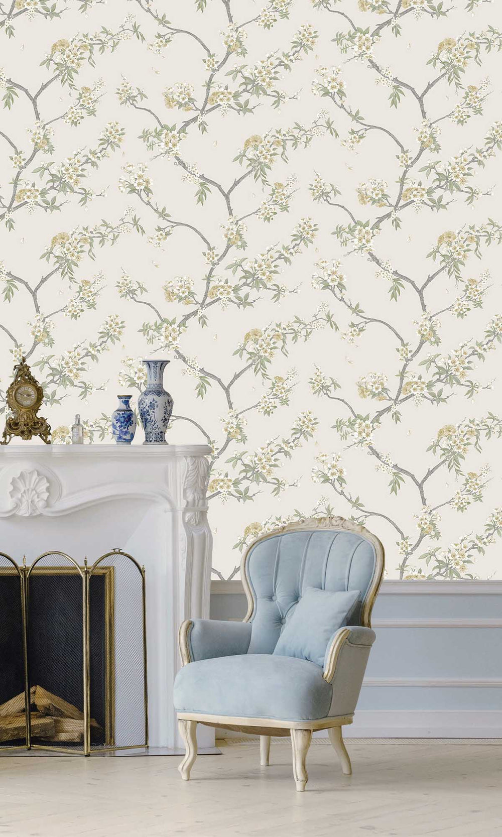Yellow Cream Blooming Cherries Wallpaper R10076