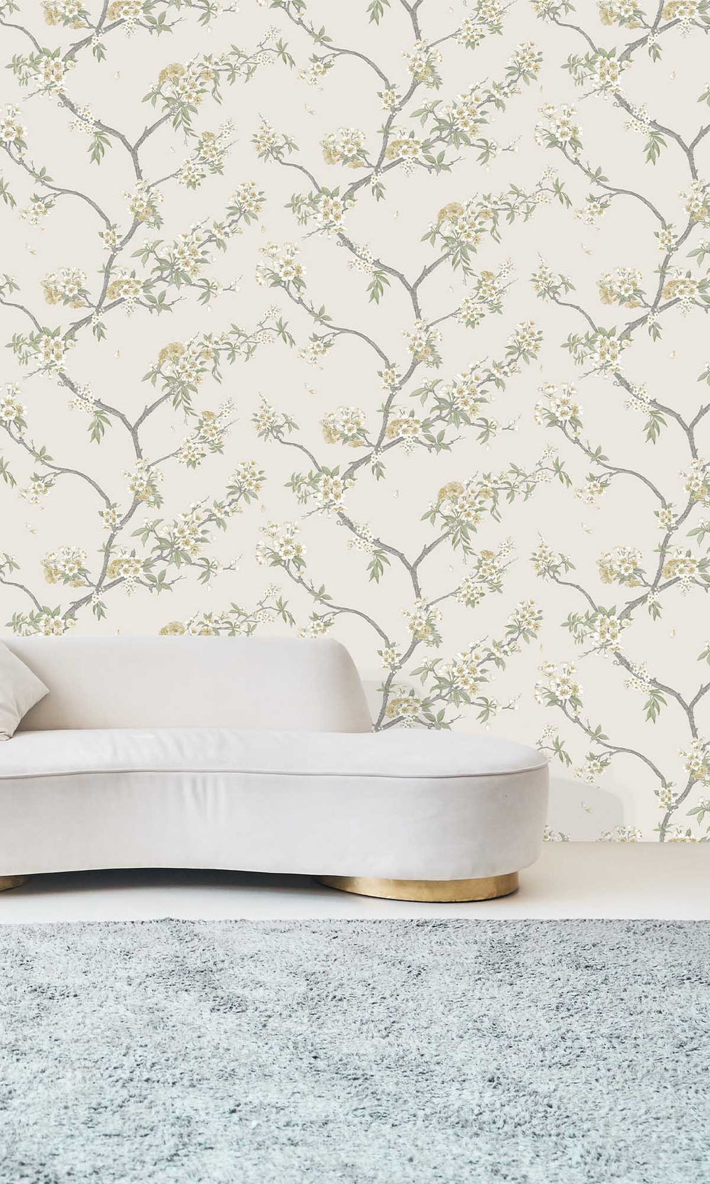 Yellow Cream Blooming Cherries Wallpaper R10076