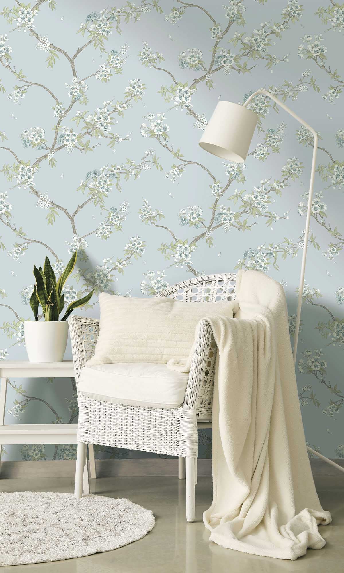 Blue Blooming Cherries Wallpaper R10078