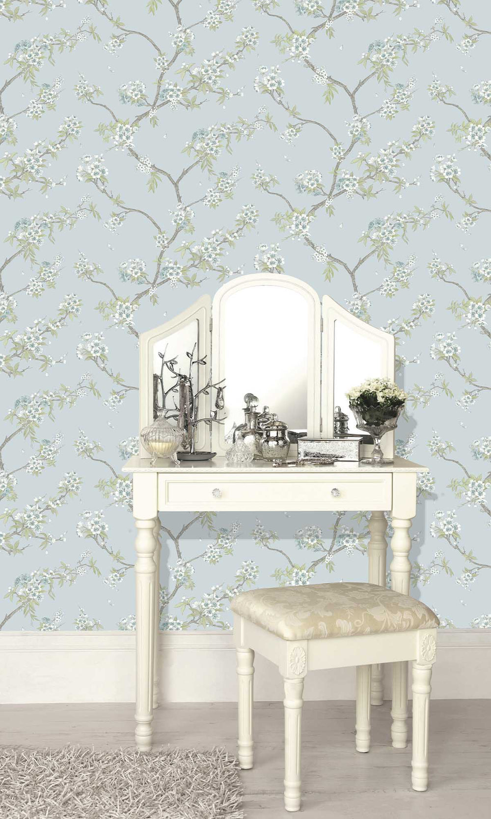 Blue Blooming Cherries Wallpaper R10078