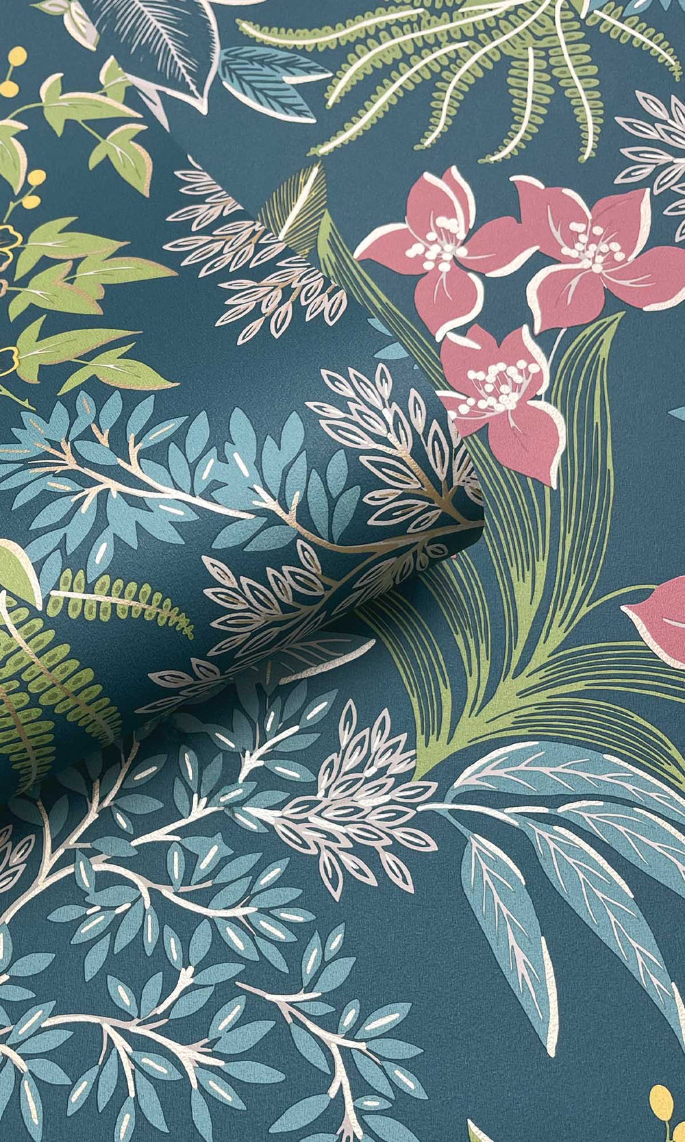 Teal Lush Foliage Wallpaper R10079