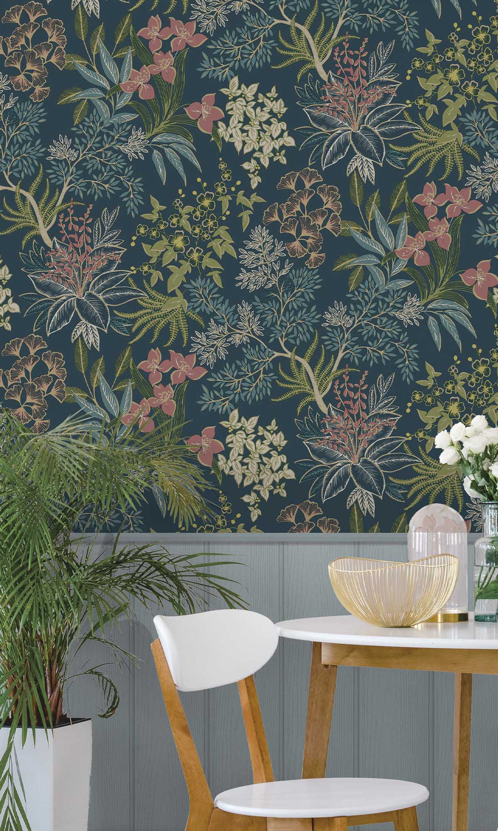 Teal Lush Foliage Wallpaper R10079