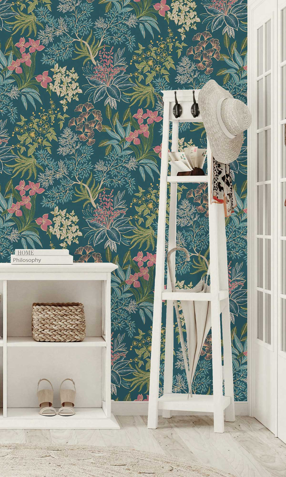 Teal Lush Foliage Wallpaper R10079