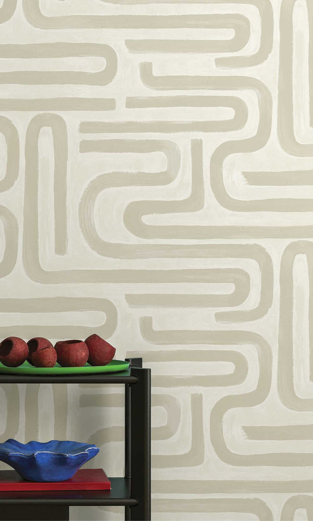 Neutral Painterly Geometric Maze Wallpaper R10082
