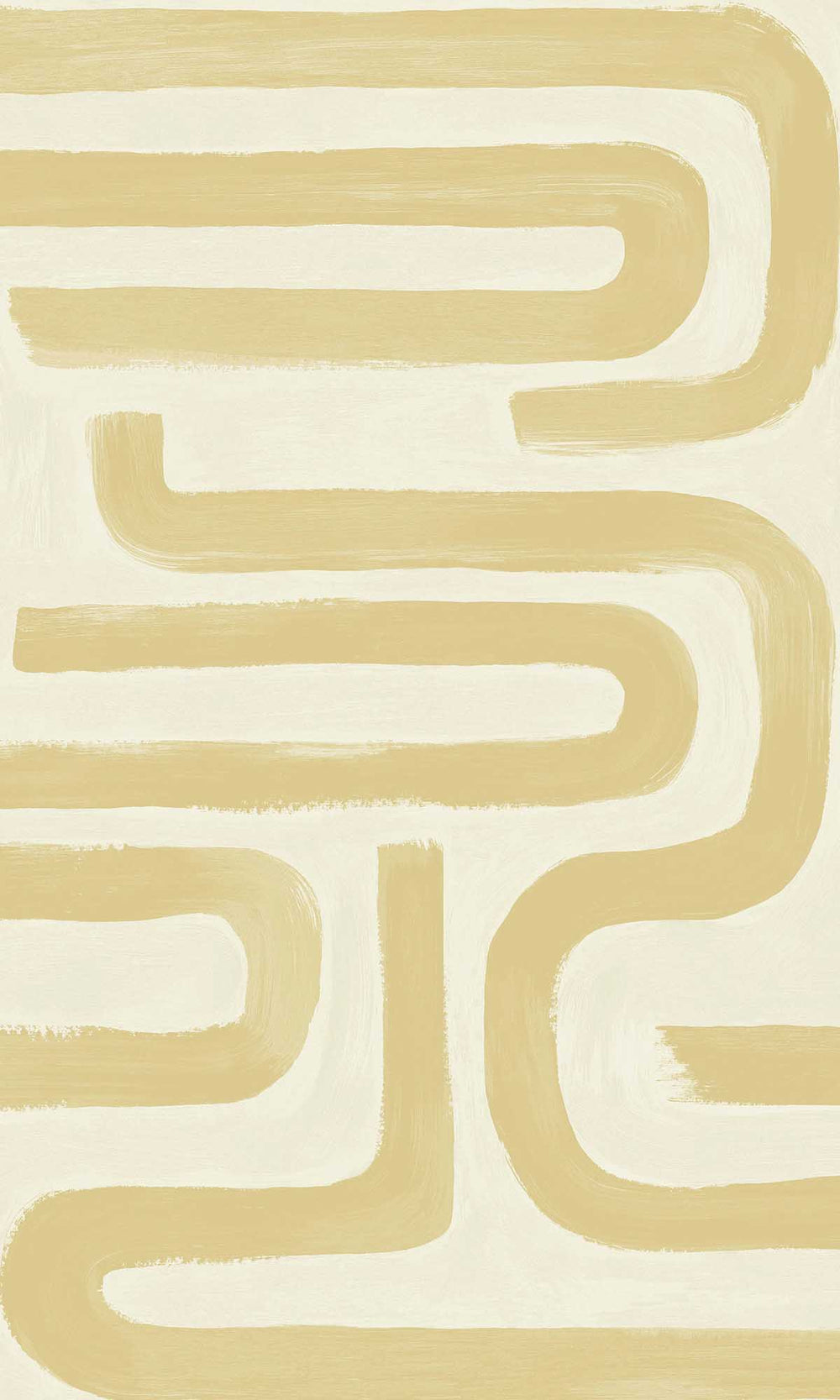 Ochre Painterly Geometric Maze Wallpaper R10083