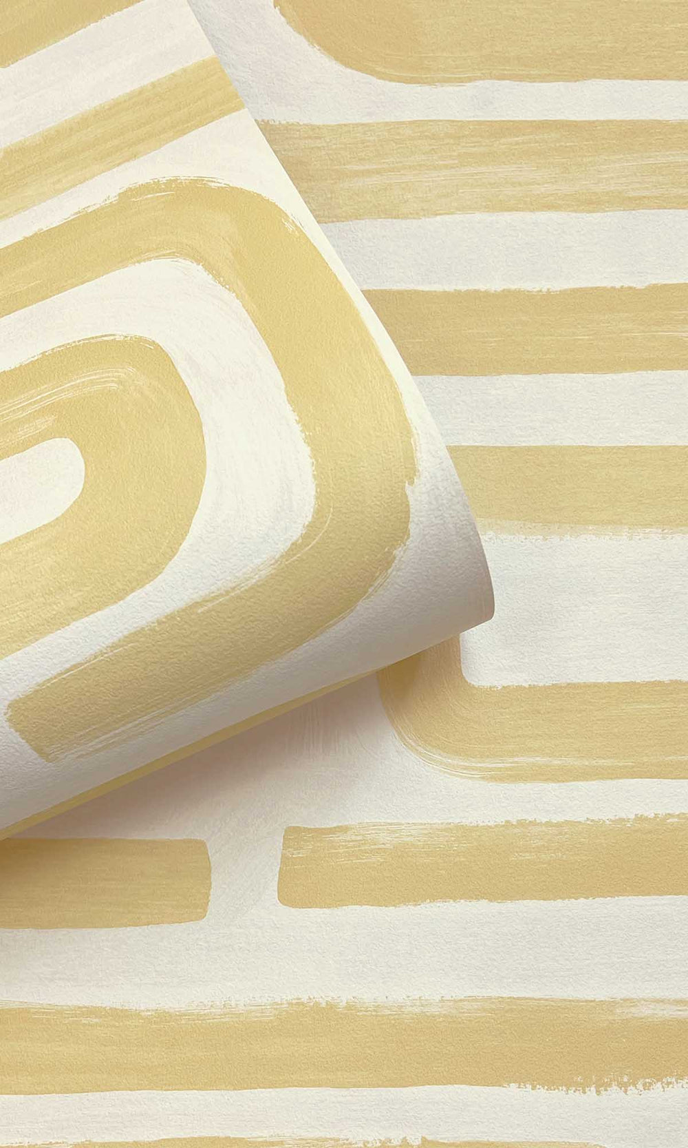 Ochre Painterly Geometric Maze Wallpaper R10083