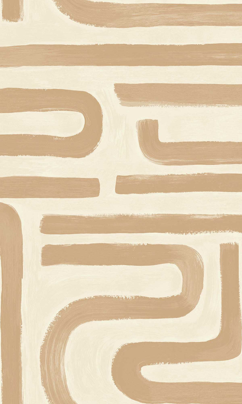 Orange Painterly Geometric Maze Wallpaper R10084