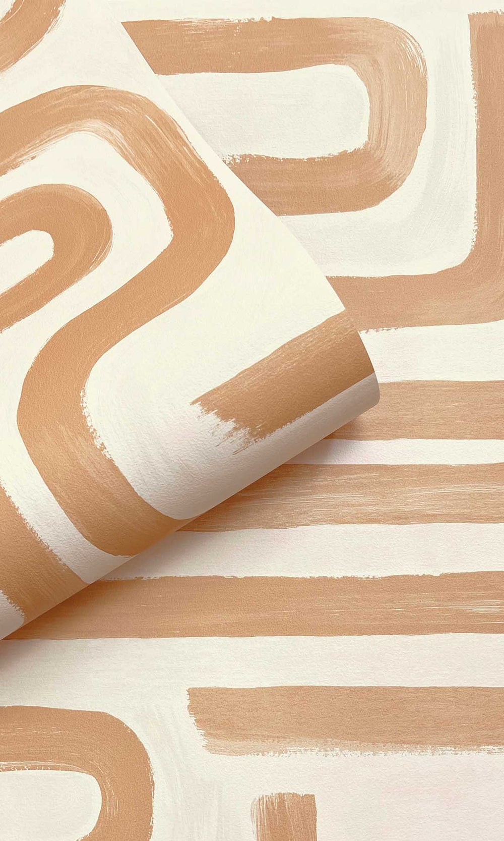 Orange Painterly Geometric Maze Wallpaper R10084