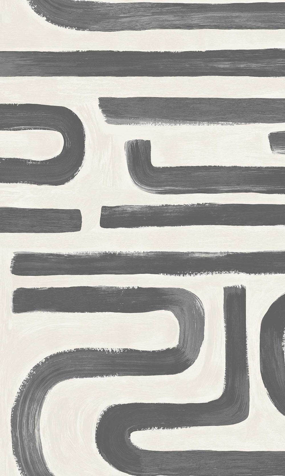 Charcoal Cream Painterly Geometric Maze Wallpaper R10085