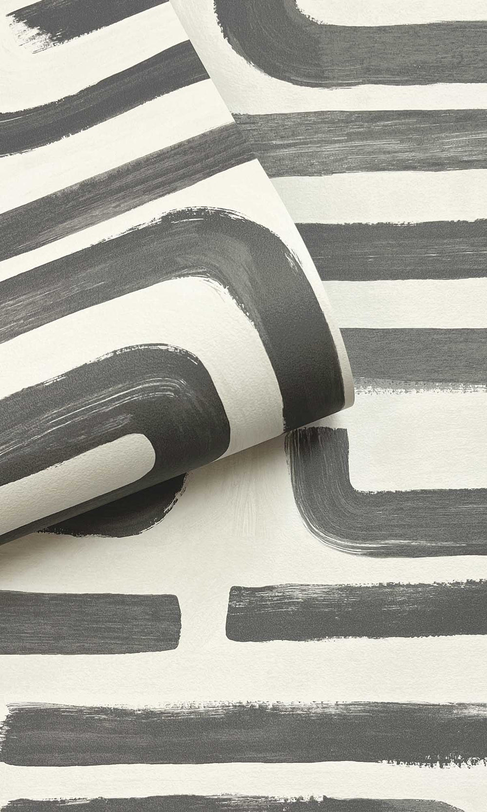 Charcoal Cream Painterly Geometric Maze Wallpaper R10085
