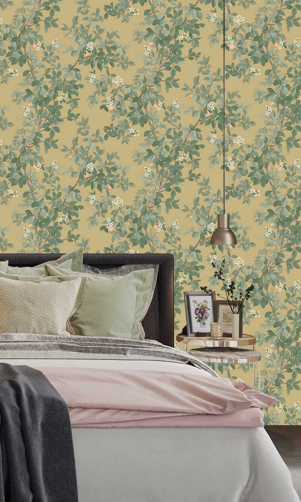 Ochre Blooming Orange Tree Wallpaper R10087