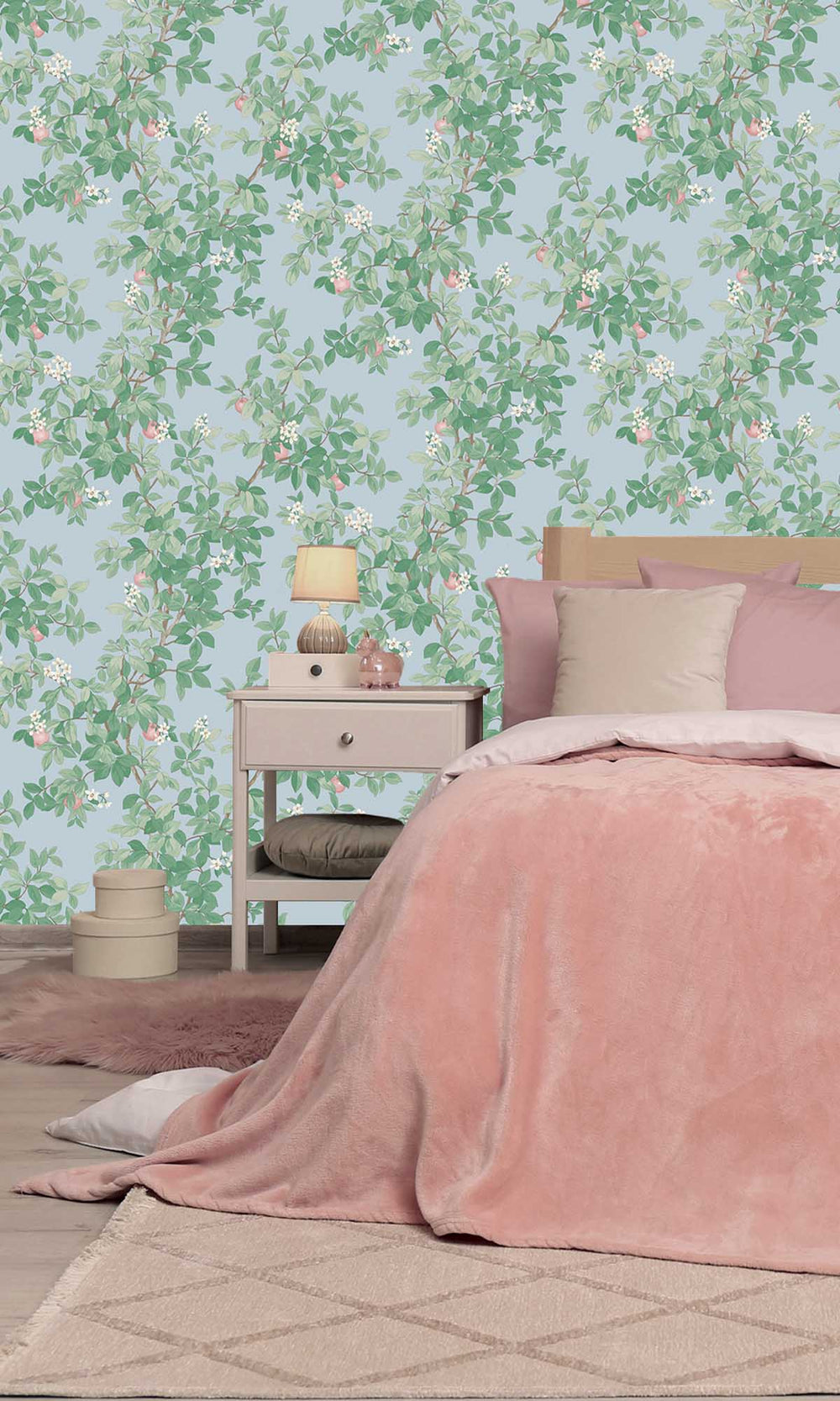 Sky Blue Blooming Orange Tree Wallpaper R10089