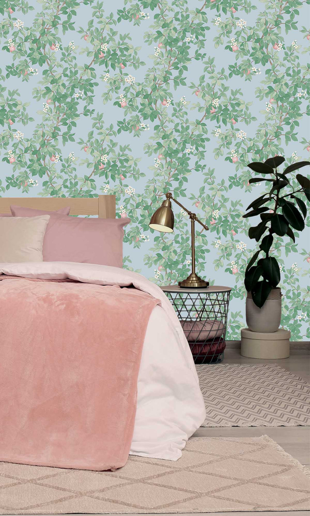 Sky Blue Blooming Orange Tree Wallpaper R10089