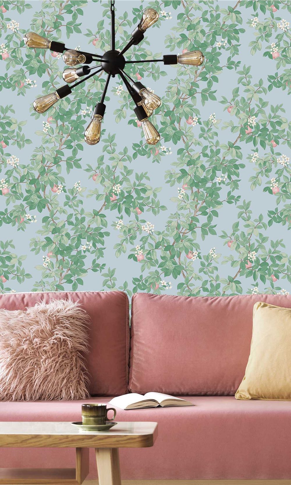 Sky Blue Blooming Orange Tree Wallpaper R10089
