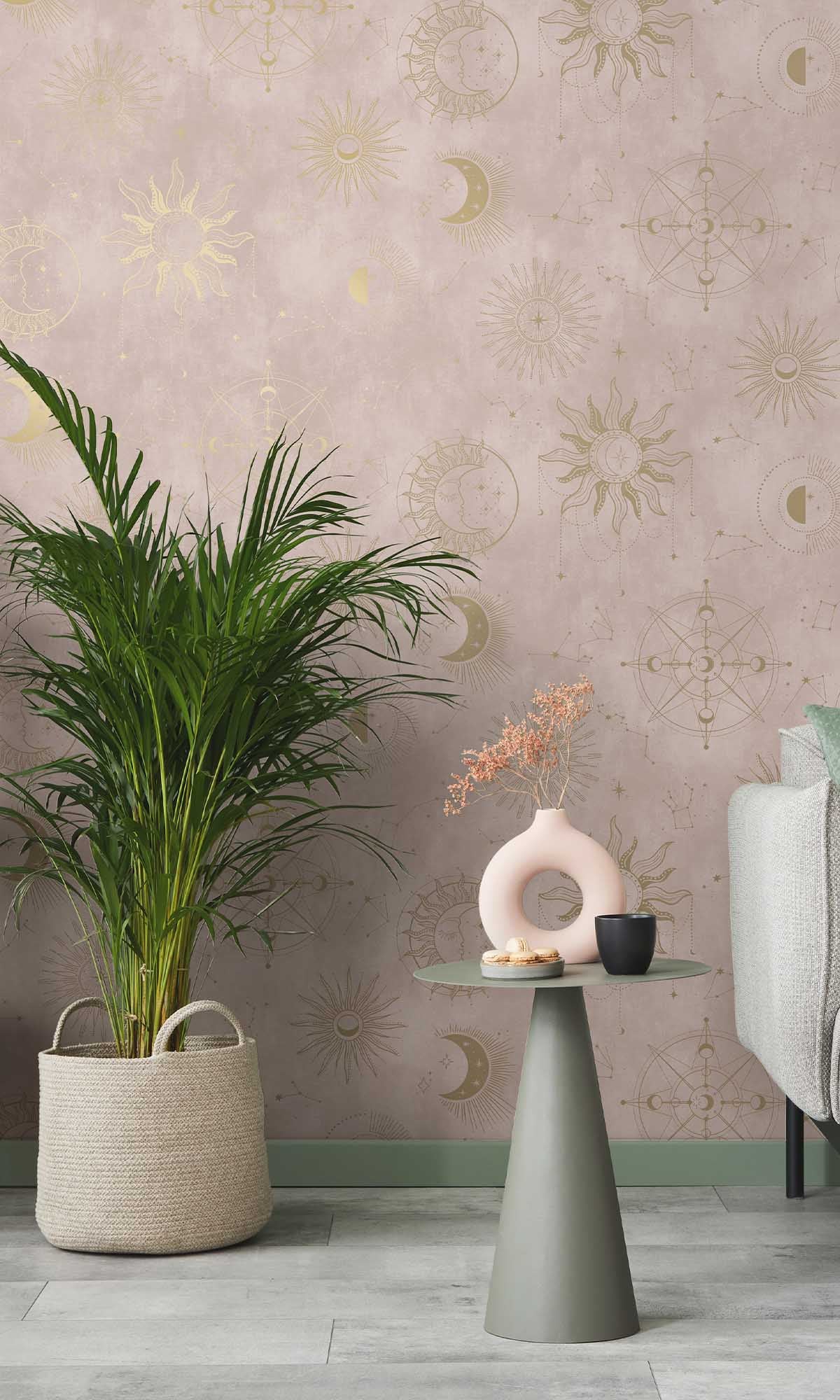 Pink Gold Ancient Celestial Skies Wallpaper R10090