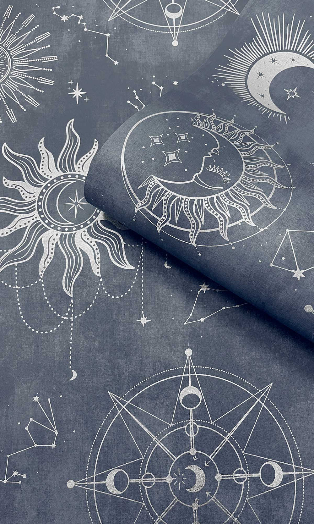 Navy Silver Ancient Celestial Skies Wallpaper R10091