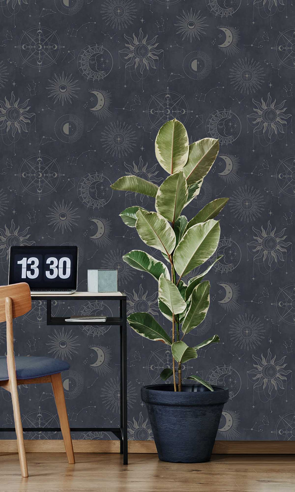 Navy Silver Ancient Celestial Skies Wallpaper R10091