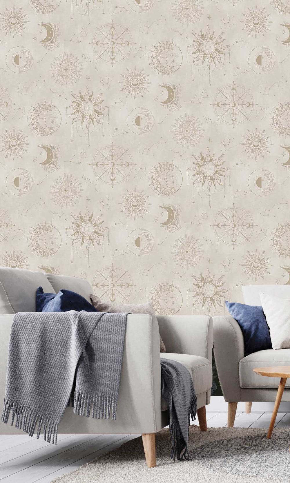 Cream Gold Ancient Celestial Skies Wallpaper R10092