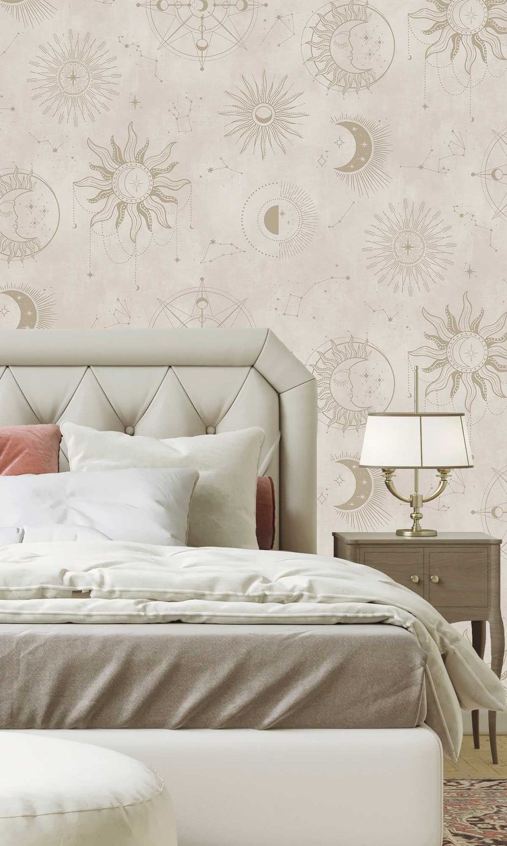 Cream Gold Ancient Celestial Skies Wallpaper R10092