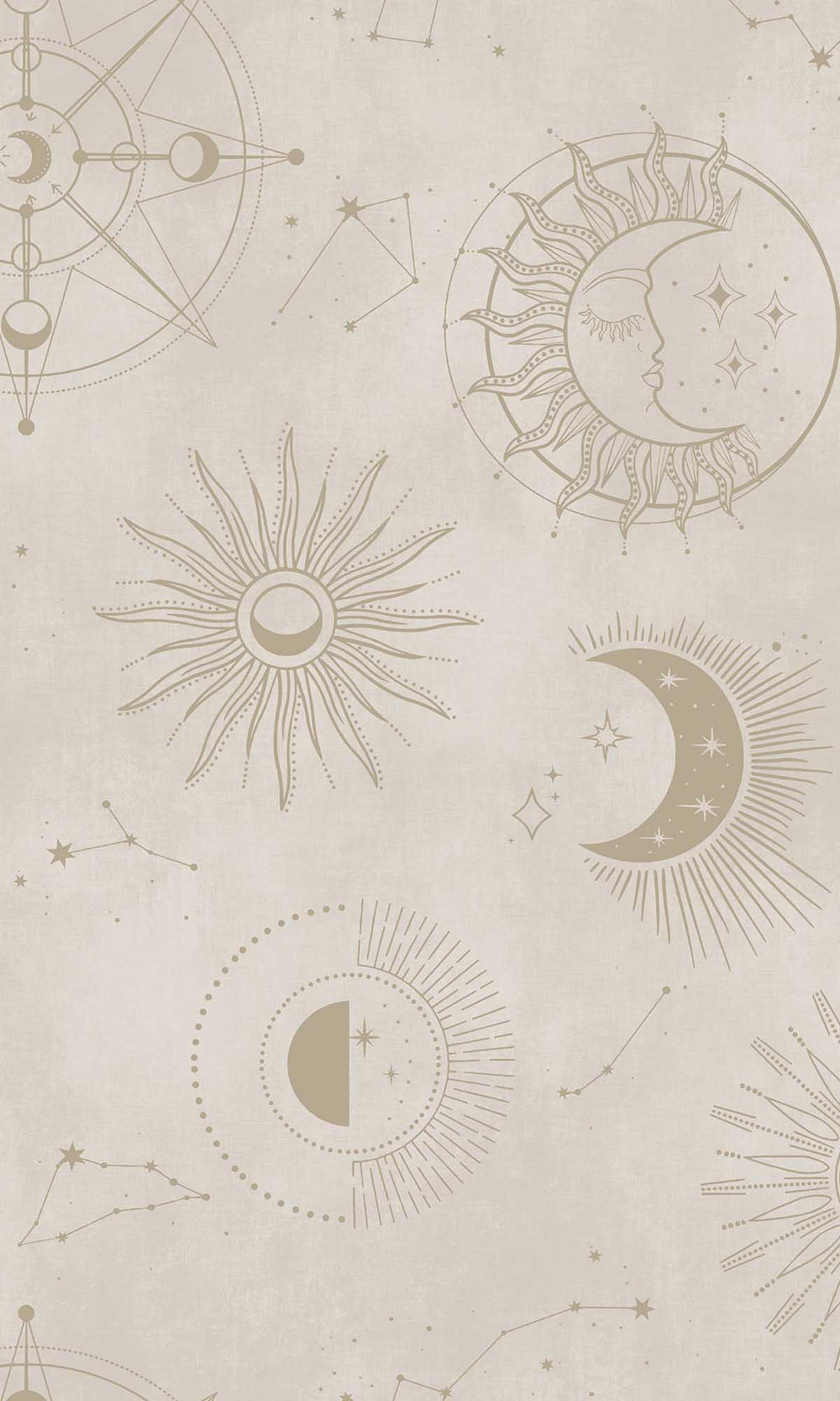 Cream Gold Ancient Celestial Skies Wallpaper R10092