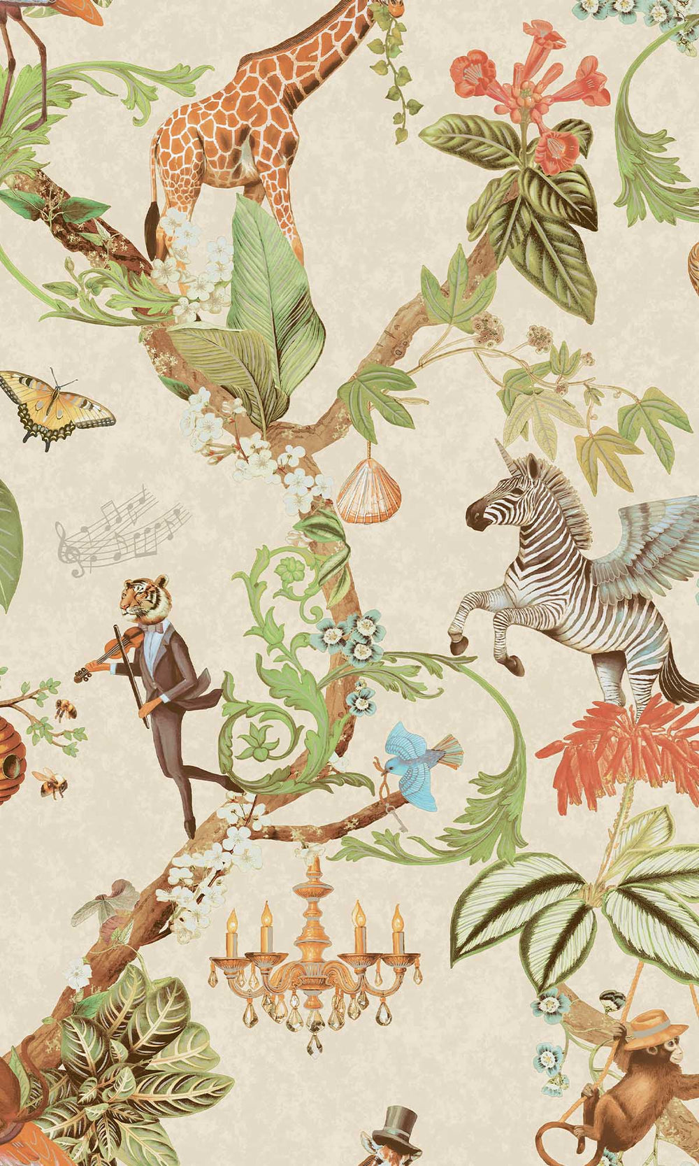 Beige Magical Safari Wallpaper R10093