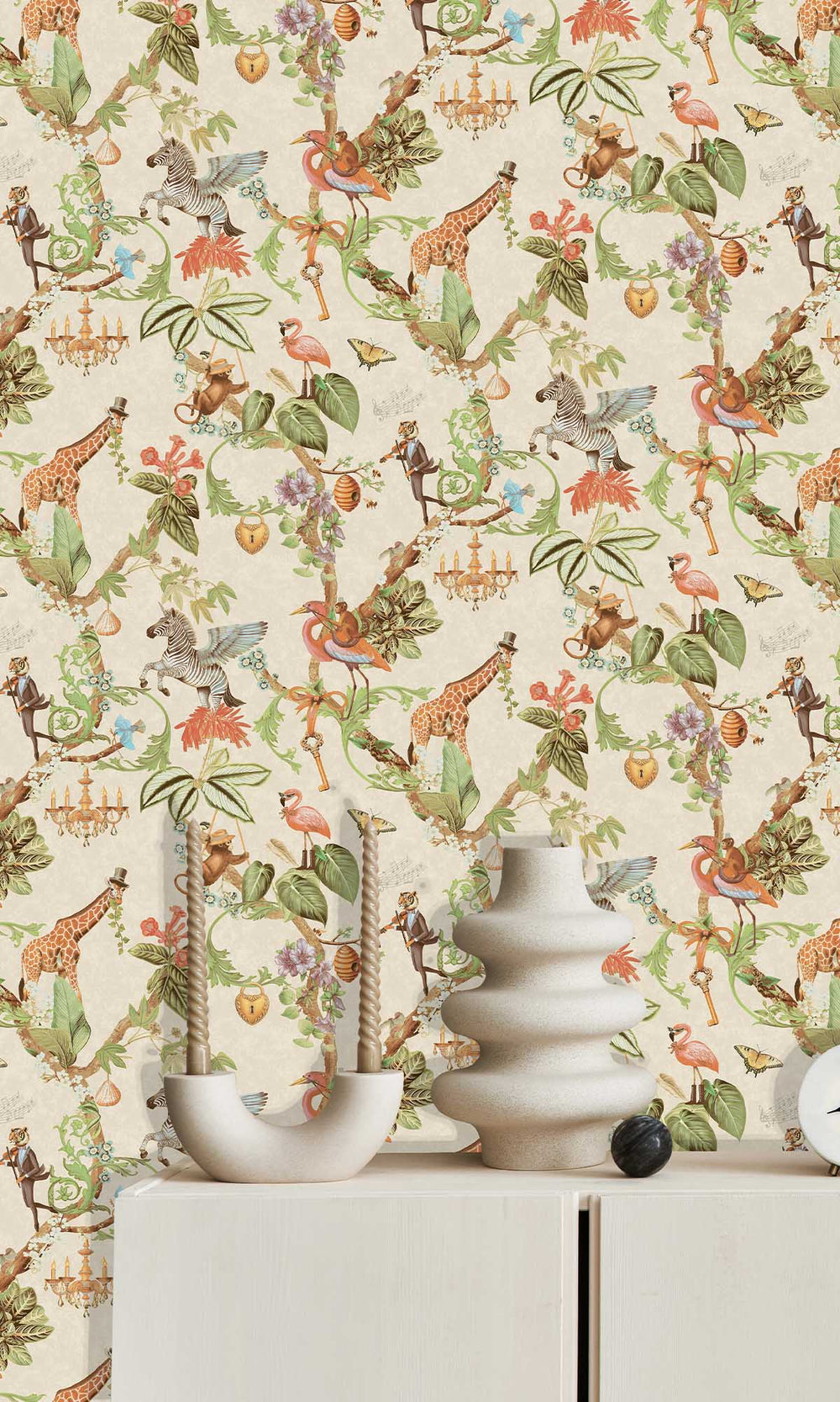 Beige Magical Safari Wallpaper R10093