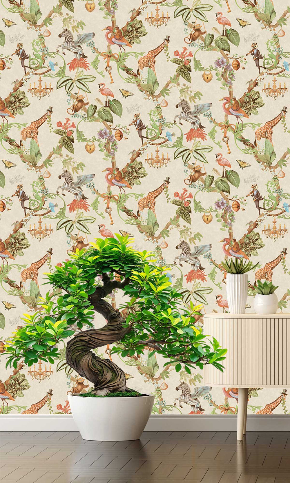 Beige Magical Safari Wallpaper R10093