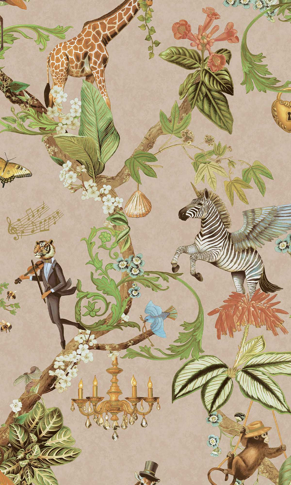 Soft Pink Magical Safari Wallpaper R10094