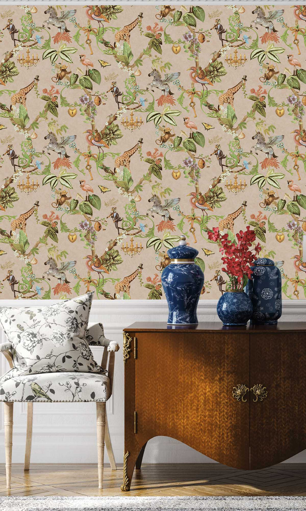 Soft Pink Magical Safari Wallpaper R10094