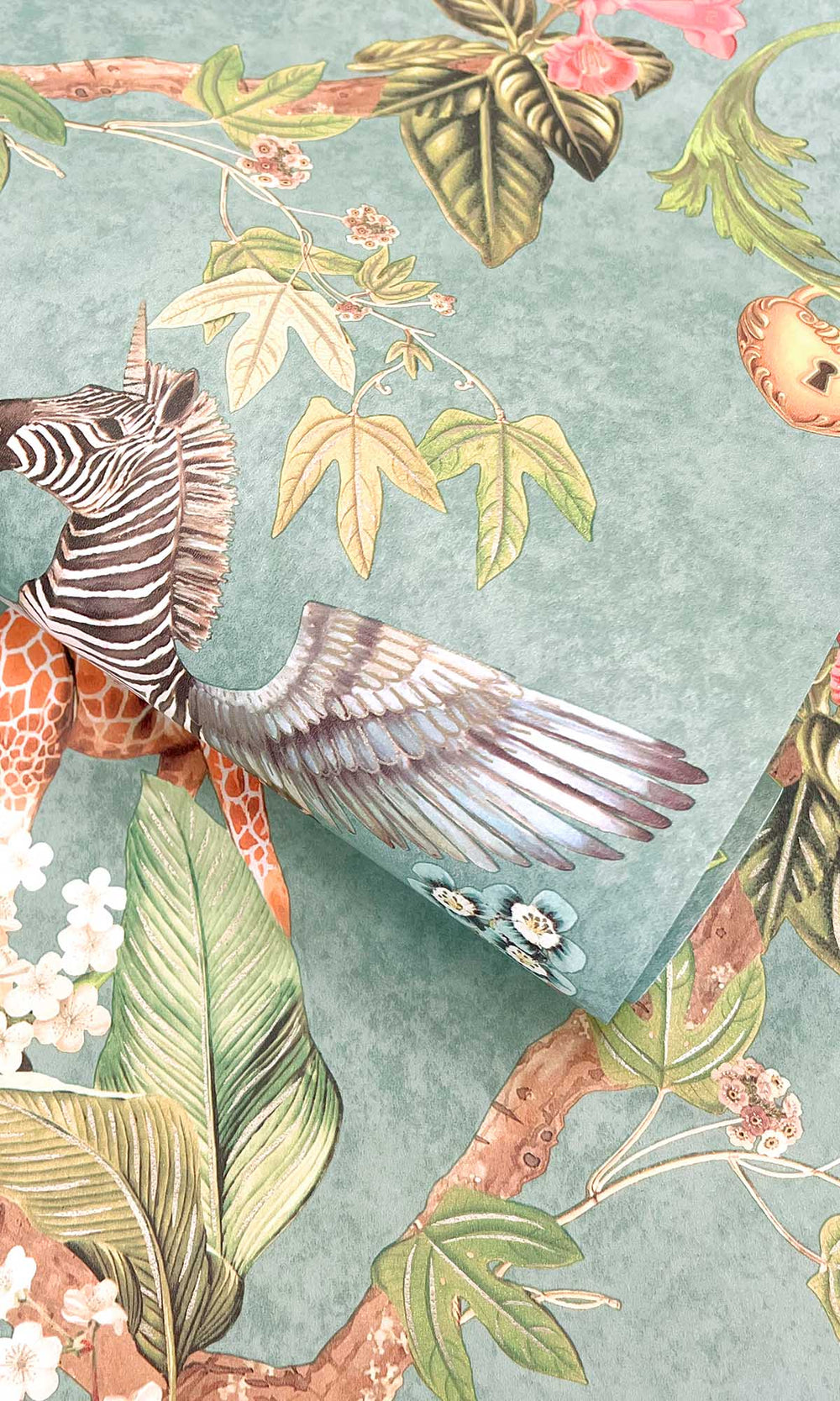 Soft Teal Magical Safari Wallpaper R10095