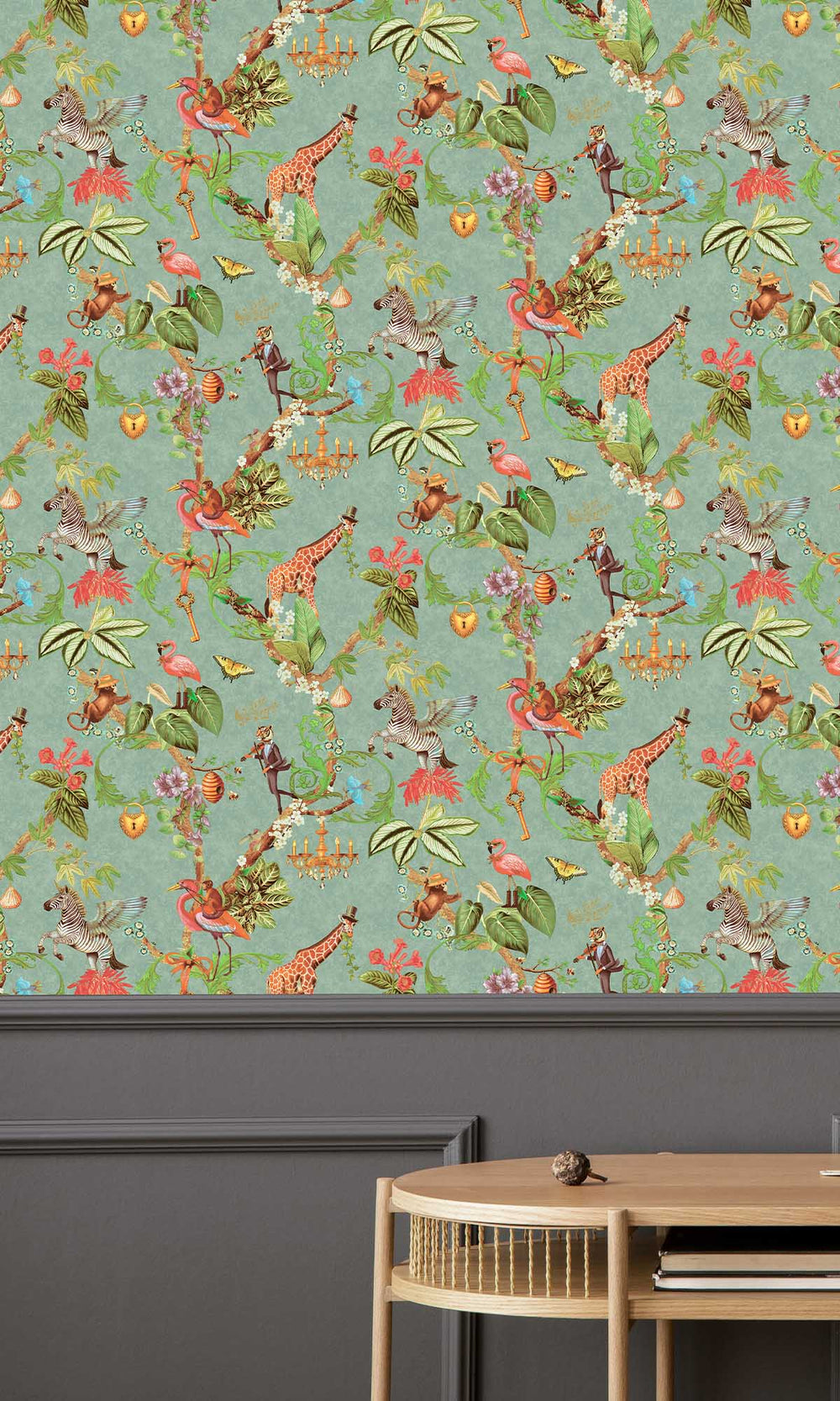 Soft Teal Magical Safari Wallpaper R10095