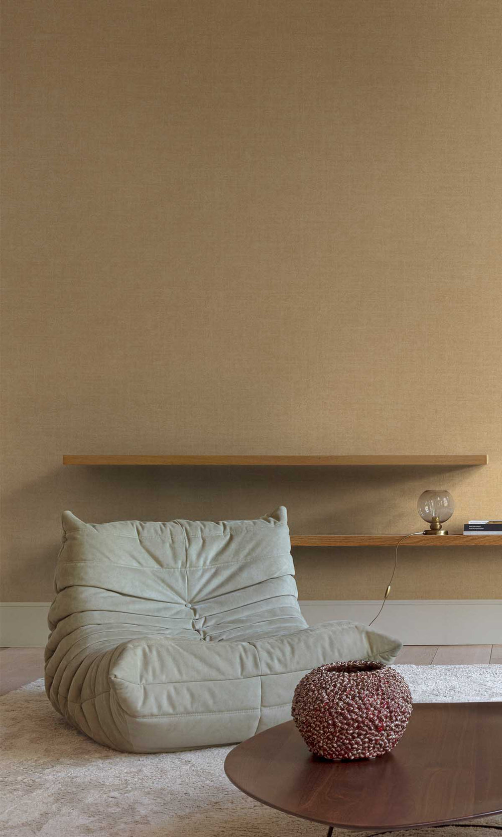 Antiquity Brown Faux Fabric Print Wallpaper R10097