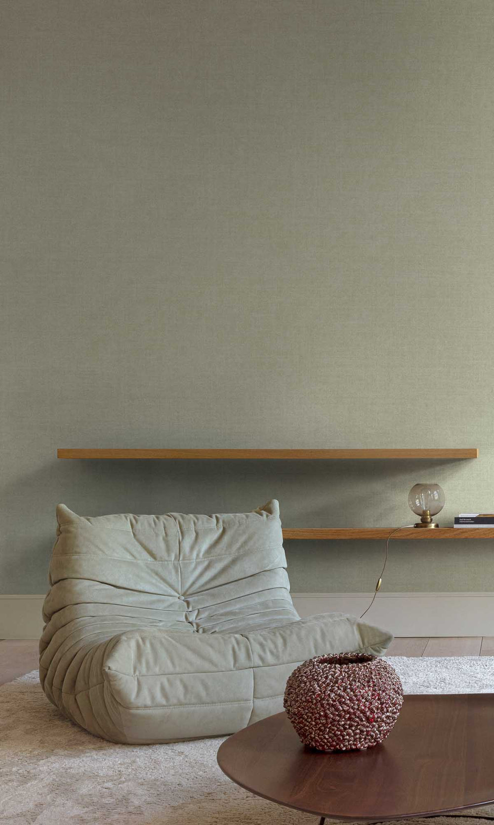 Jungle Moss Faux Fabric Print Wallpaper R10099